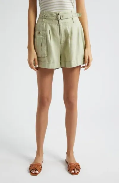 Atm Anthony Thomas Melillo Heavyweight Linen Belted Shorts In Morning Mist