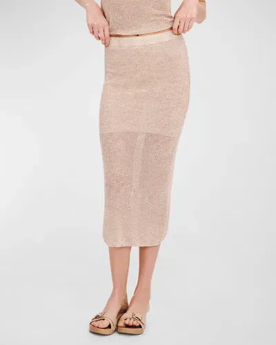 Atm Anthony Thomas Melillo Spacedyed Cotton Linen Midi Pencil Skirt In Morning Mist Multi