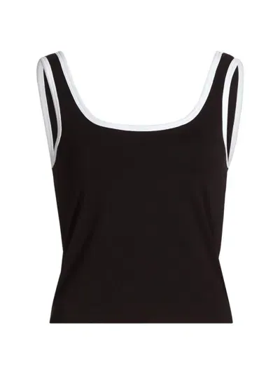 Atm Anthony Thomas Melillo Pima Cotton Square-neck Ringer Tank Top In Black White