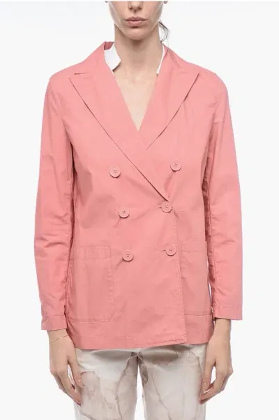 Attic And Barn Unlined Estilo Blazer With Double Breast In Pink