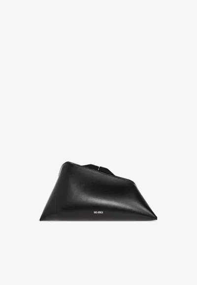 Attico 8.30pm Oversized Leather Clutch In Black