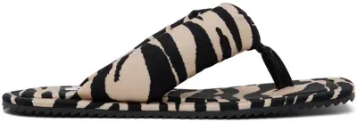 Attico Black & Beige Indie Flip Flops In 648 Cappuccino/black