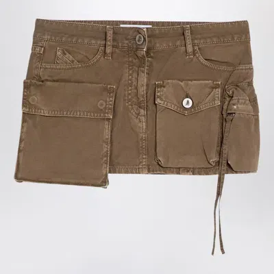 Attico Fay Khaki Cargo Miniskirt In Brown