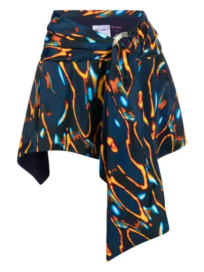 Attico Graphic-print Draped Beach Cover-up In Blue