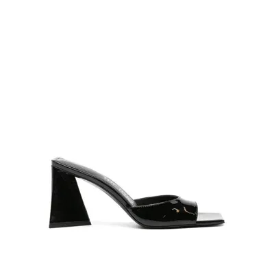 Attico Mini Devon Patent Leather Heel Mules In Black