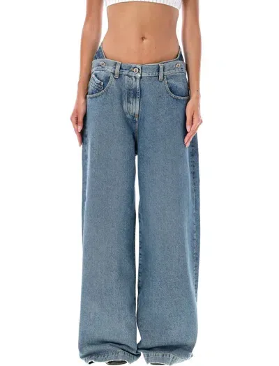 Attico The  Denim Double Waist In Blue