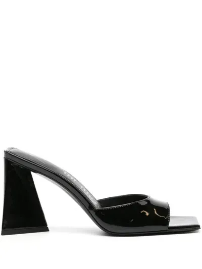 Attico Devon 85mm Patent-leather Mules In Black