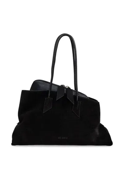 Attico La Passeggiata Suede Tote Bag In Black