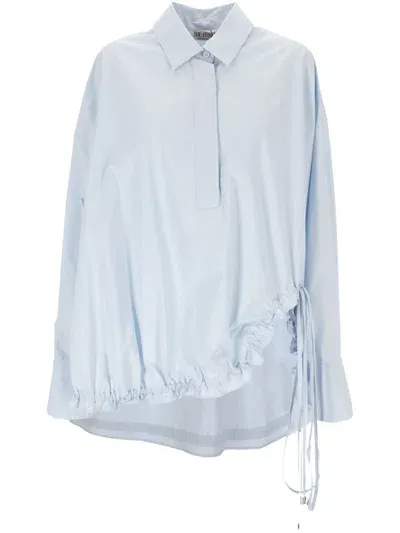 Attico The  Ruched Hem Drawstring Shirt In Blue