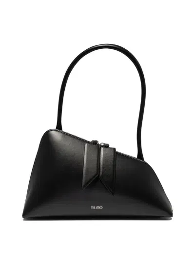 Attico The  Sunrise Leather Shoulder Bag In Black