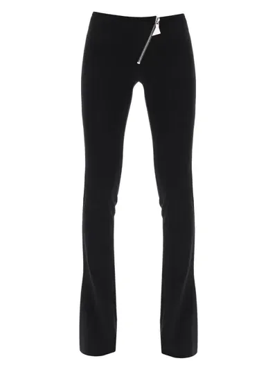 Attico Women's Bootcut Pants With Slanted Zipper In Black