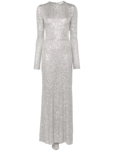 Atu Body Couture Sequined Maxi Dress In Silver