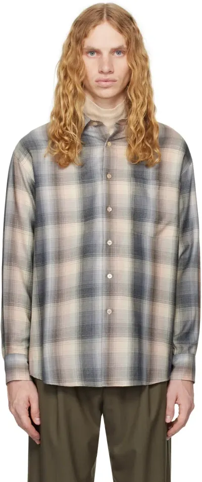 Auralee Checked Wool Shirt In Blue