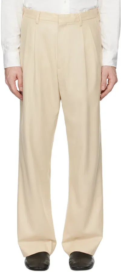 Auralee Beige Super Light Wool Trousers In Light Beige