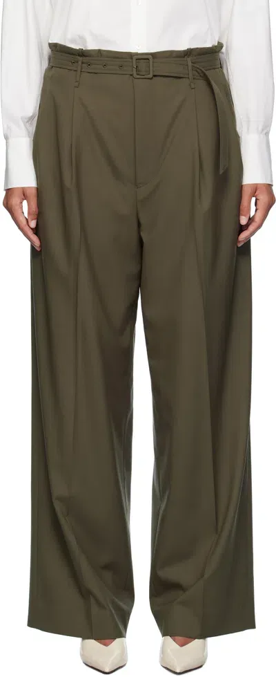 Auralee Khaki Super Fine Tripical Wool Trousers In Dark Khaki