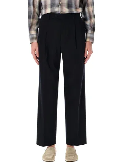 Auralee Light Wool Max Gabardine Two-tuck Slacks In Top Black