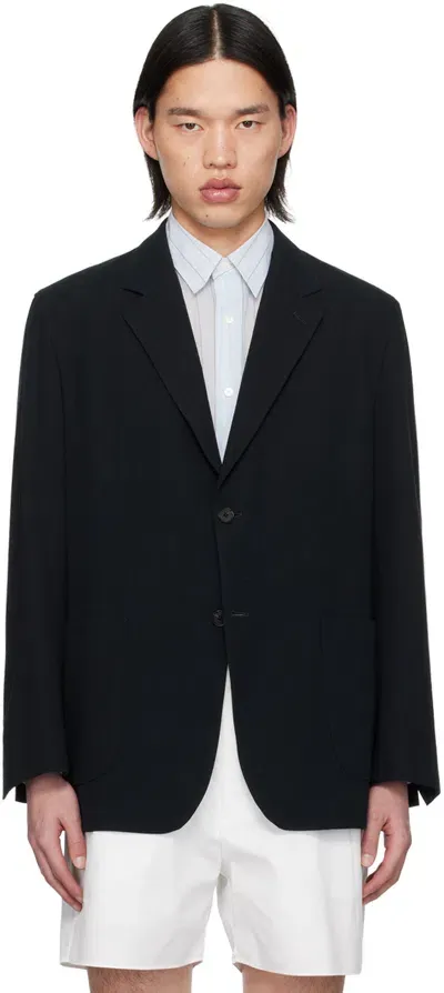 Auralee Navy Viyella Blazer In Black