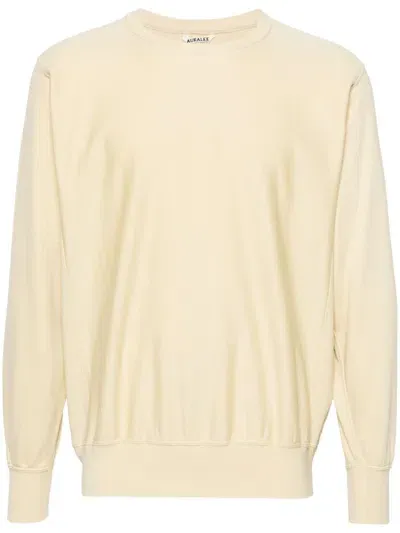 Auralee Crew-neck Cotton Sweatshirt In Neutrals