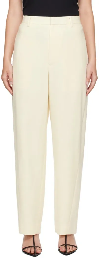 Auralee Off-white Tense Wool Double Cloth Trousers In Ivory