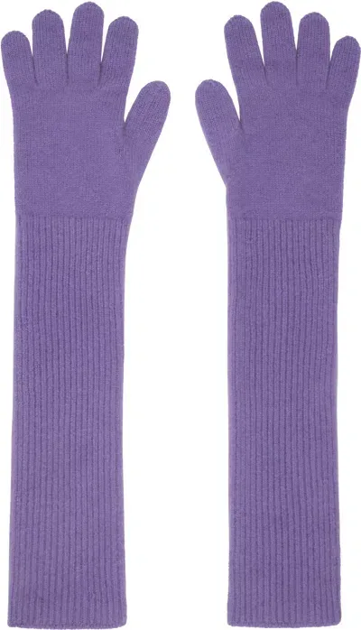 Auralee Purple Baby Cashmere Knit Long Gloves