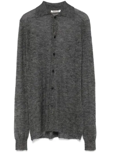 Auralee Semi-sheer Cardigan In Grey