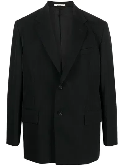 Auralee Single-breasted Wool Blazer In Black