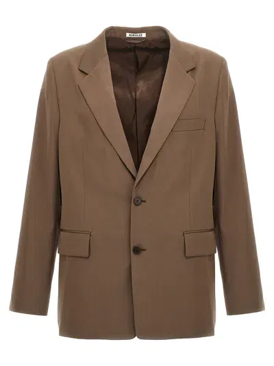 Auralee Single-breasted Wool Blazer In Brown