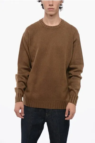 Auralee Crew-neck Wool Jumper In Brown