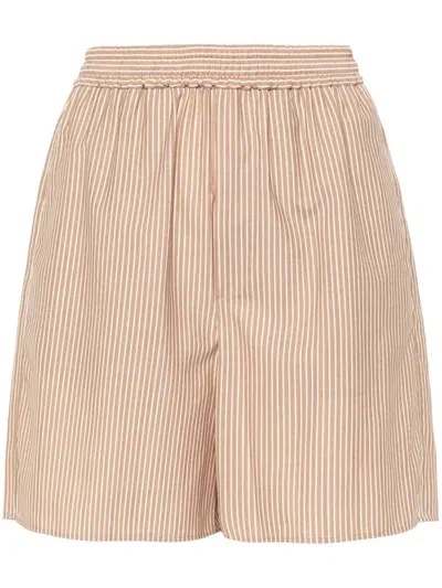 Auralee Super Fine Wool Striped Shorts In Beige