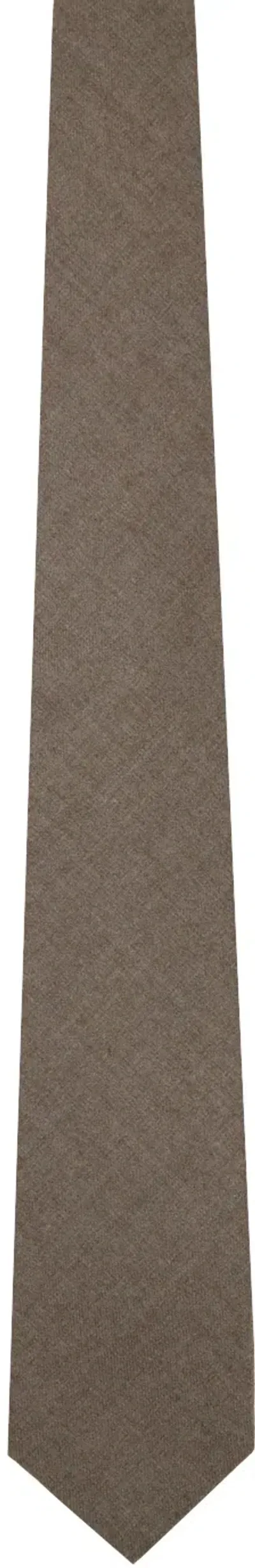 Auralee Taupe Super Light Wool Tie In Top Brown