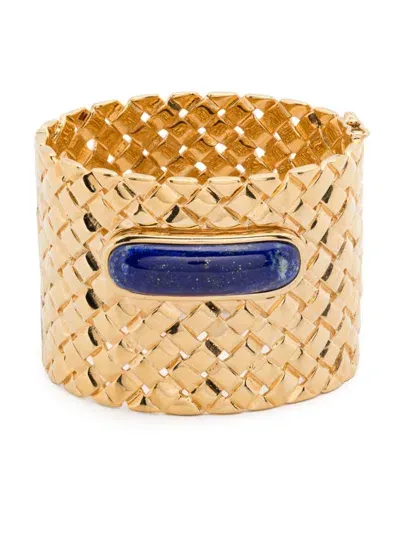 Aurelie Bidermann Lapis Lazuli Cuff Bracelet In Gold