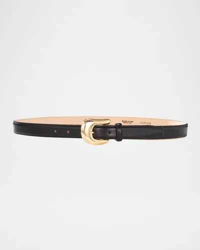 Aureum Collective Leather Belt W/ Golden Hardware In Black