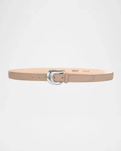 Aureum Collective Leather Belt W/ Golden Hardware In Etain