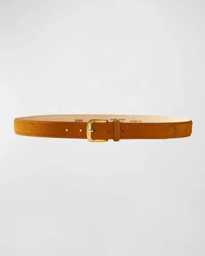 Aureum Collective No. 4 Suede & Leather Belt In Cognac