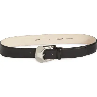 Aureum No. 11 Leather Belt In Black Silver