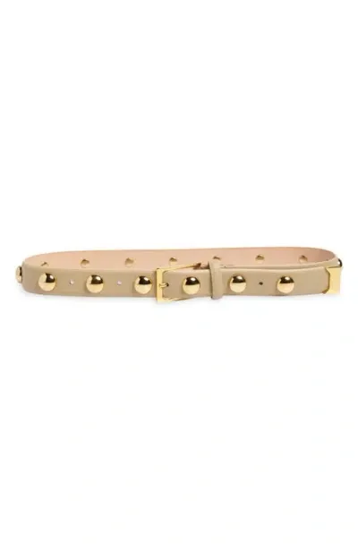 Aureum No. 9 Stud Leather Belt In Beige Gold