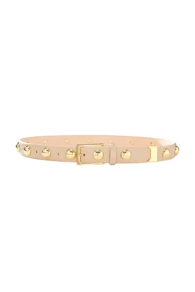 Aureum Studded Belt In Beige & Gold