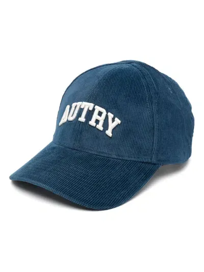 Autry Embroidered Corduroy Baseball Cap In Blue