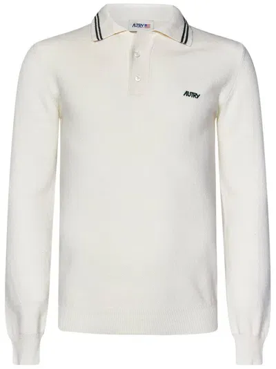 Autry Knitted Polo Shirt In White