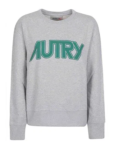 Autry Logo Cotton Sweatshirt In Grey