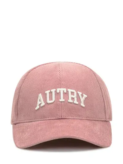 Autry Logo Embroidered Corduroy Baseball Cap In Pink