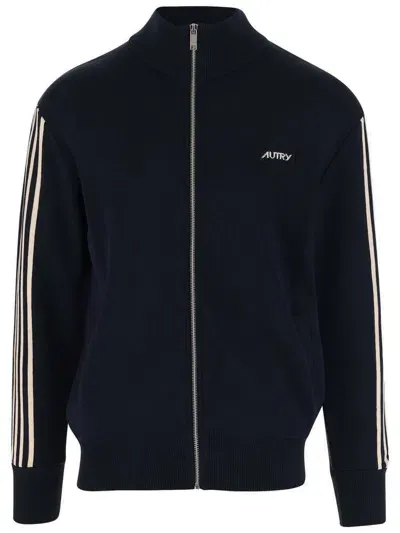 Autry Logo Patch Zipped Jacket In Blue