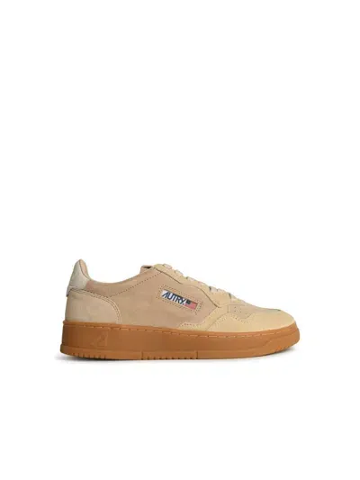 Autry Suede Sneakers With Perforated Toe Box In Brown