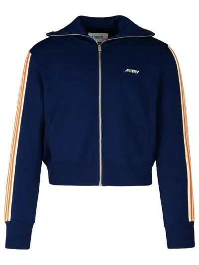 Autry Navy Viscose Blend Sweatshirt In Blue