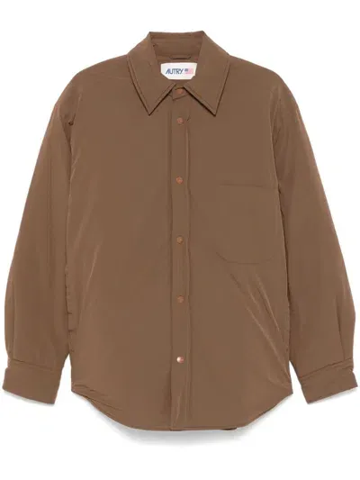 Autry Padded Shirt Jacket In Brown