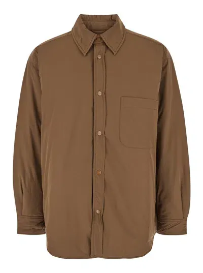 Autry Unisex Shirt Jacket In Padded Choco