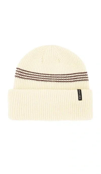 Autumn Headwear Mini Stripe Beanie In Natural Burgundy