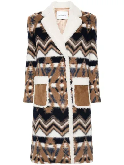 Ava Adore Aztec-pattern Coat In Brown