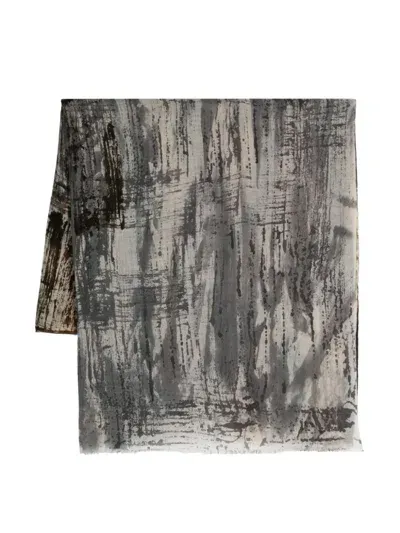 Avant Toi Abstract-print Scarf In Brown