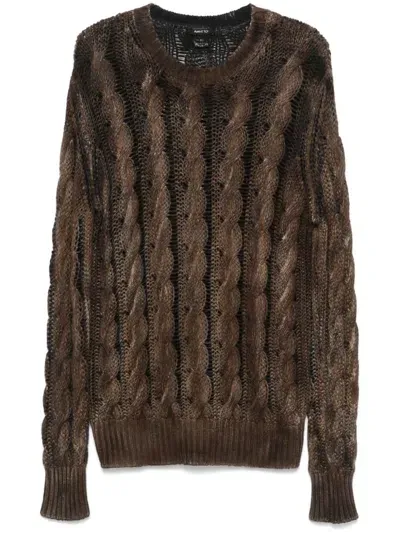 Avant Toi Cable-knit Sweater In Brown